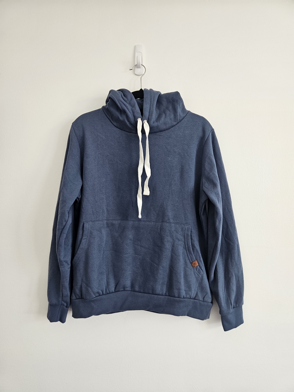 Doublju Blue Pullover Hoodie with White Drawstrings Size Large